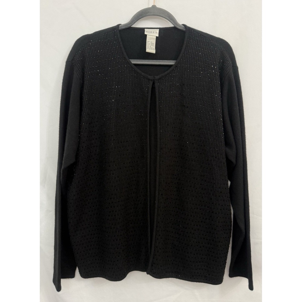 KORET Layered Sweater Faux Twinset Black‎ Beaded Womens Size 1X Acrylic